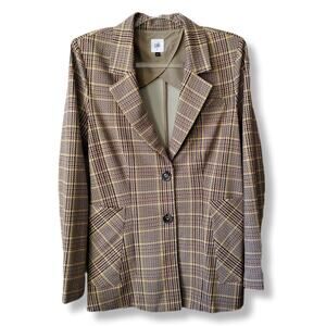 Women Cabi Pastime Plaid Jacket Blazer 8 Neutral Preppy Career Classic NEW